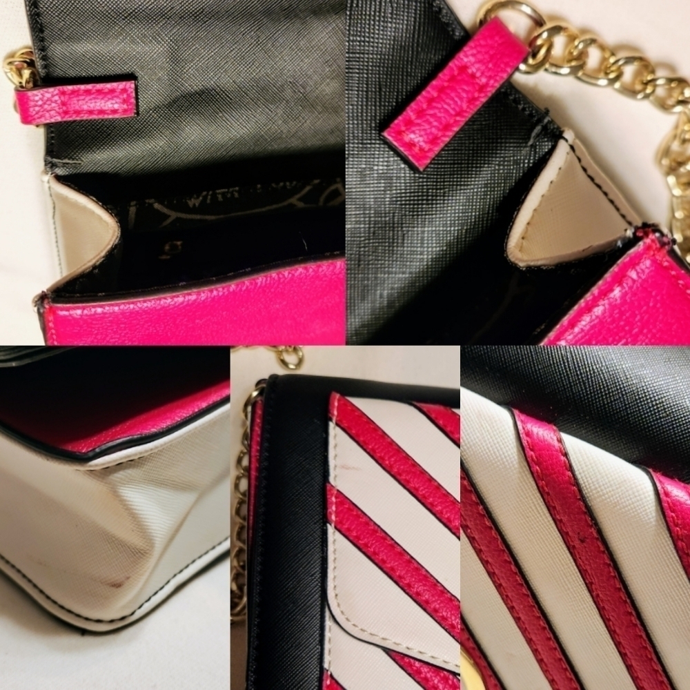 ❗️SOLD❗Betsey Johnson | Diagonal Stripe Front Pocket Foldover Flap Crossbody Bag - Picture 11 of 12